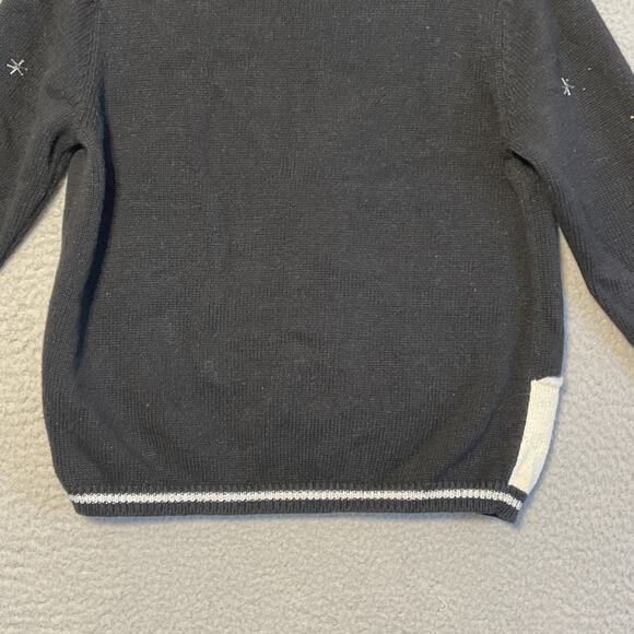 All Points Cardigan Sweater Size S Black & White W/ Embroidered Ice Skaters - Picture 12 of 15